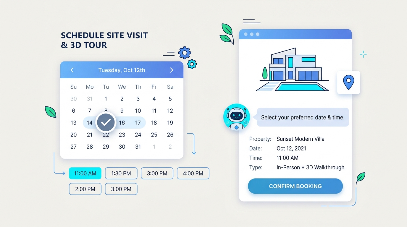 Automated Real Estate Site Visit and 3D Walkthrough Scheduling